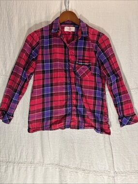 Victoria's Secret Red and Purple Plaid Pajama Shirt